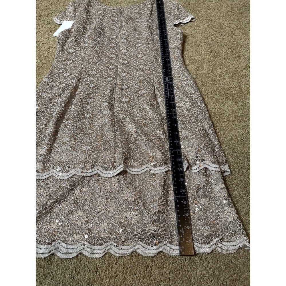 ALEX EVENINGS Lace Sequin Dress Size 16 Petite‎ Champagne Wedding MOB/MOG Event - Picture 8 of 12